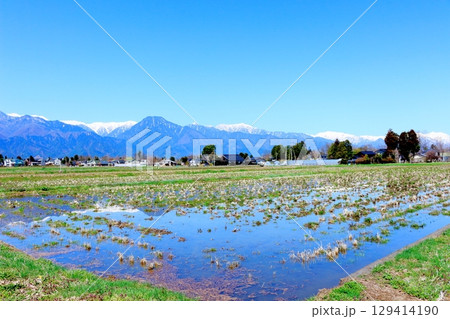 4月の安曇野からの北アルプス　　　常念岳　　　信州の山々 129414190
