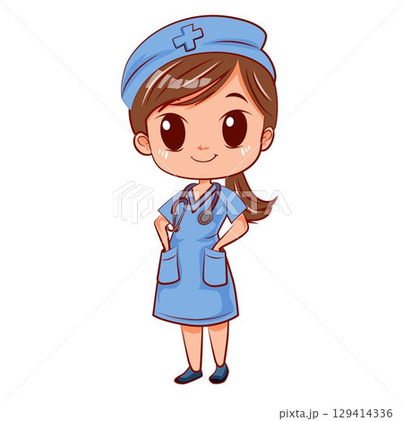 nurse light skin tone cartoon character 129414336