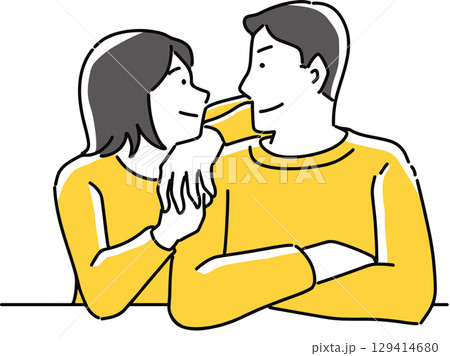 見つめ合う男女 129414680