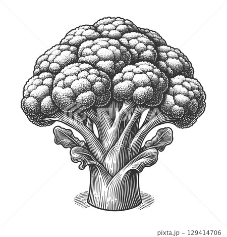 Broccoli engraving sketch vector illustration Broccoli engraving sketch vector illustration 129414706