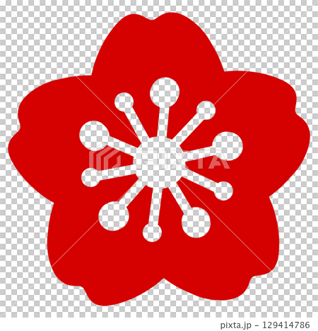 Red simple cherry blossom illustration 129414786