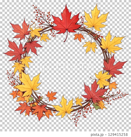 秋天彩色落葉框架 129415258