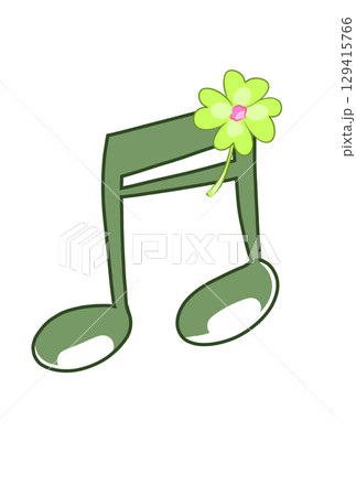 四つ葉のクローバーの付いた音符 四つ葉のクローバーの付いた音符 129415766