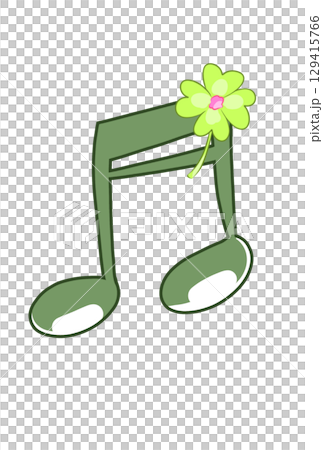 四つ葉のクローバーの付いた音符 四つ葉のクローバーの付いた音符 129415766