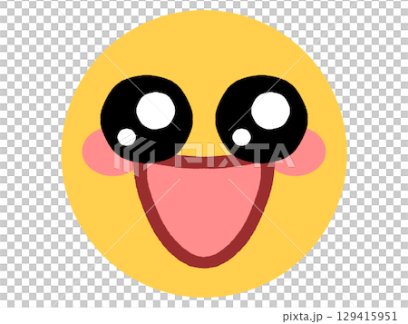 黄色い丸顔が嬉しい顔をしたアイコンイラスト素材 黄色い丸顔が嬉しい顔をしたアイコンイラスト素材 129415951