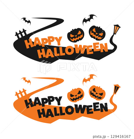 ハロウィンモチーフのかわいいロゴ　2種 129416167