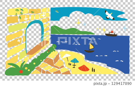 バカンスをイメージさせる建物のイラスト素材 バカンスをイメージさせる建物のイラスト素材 129417890