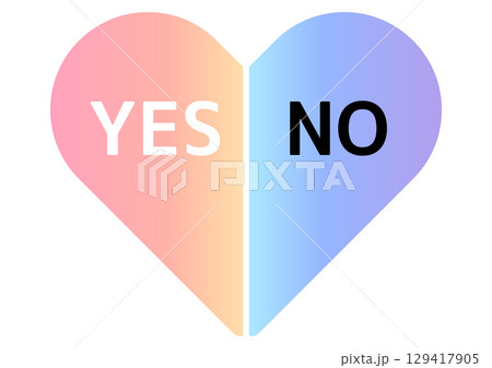 YESとNOの文字のあるグラデーションのハートマークのアイコン 129417905