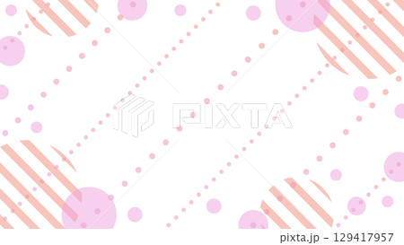 ピンクとオレンジのかわいいパターンの背景素材 129417957