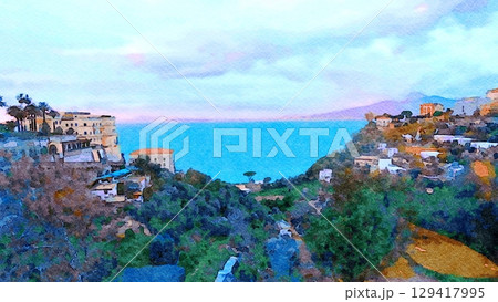 Glimpse of the Gulf of Naples seen from the Sorrento coast. 129417995