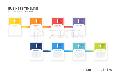 Infographic Business template 2, 4, 8 steps options, presentation workflows with process diagram elements vector illustration. 129418120