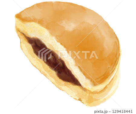 水彩で描いたどら焼きの断面のイラスト 129418441
