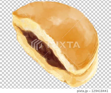 水彩で描いたどら焼きの断面のイラスト 129418441