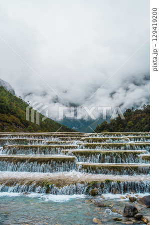 Terraced Waterfalls of Blue Moon Valley, Jade Dragon Snow Mountain, Lijiang Terraced Waterfalls of Blue Moon Valley, Jade Dragon Snow Mountain, Lijiang 129419200