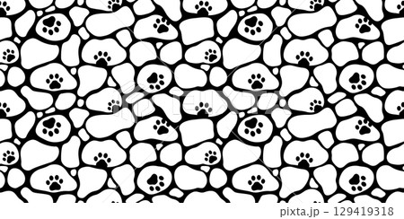 dog paw seamless pattern iceberg footprint camouflage wave ocean water cat kitten puppy scarf vector cartoon doodle teddy gift wrapping paper tile background repeat wallpaper illustration design 129419318