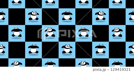 panda bear seamless pattern running walking polar bear shadow half tone vector cartoon doodle teddy checked tile background gift wrapping paper repeat wallpaper scarf isolated illustration design 129419321