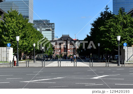 行幸通りから見た行幸通りの和田倉門交差点との街路樹 129420193