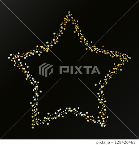 Golden banner in the shape of a star and many stars and circles design 129420465