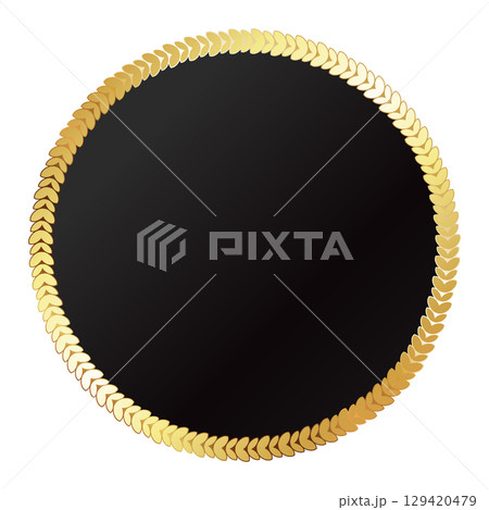Round black banner with golden leaf frame 129420479