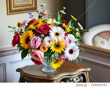 Vibrant Floral Arrangement: A Celebration of Summer Blooms 129420551