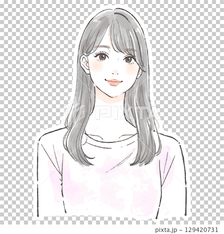 婦女和女孩的水彩和手繪插圖素材 129420731