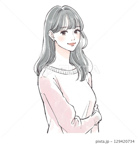 水彩画・手描きの女性・女の子のイラスト素材のイラスト素材