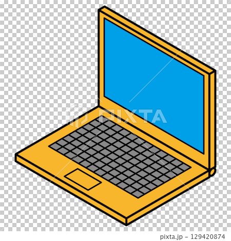 簡單的黃色筆記型電腦插圖 簡單的黃色筆記型電腦插圖 129420874