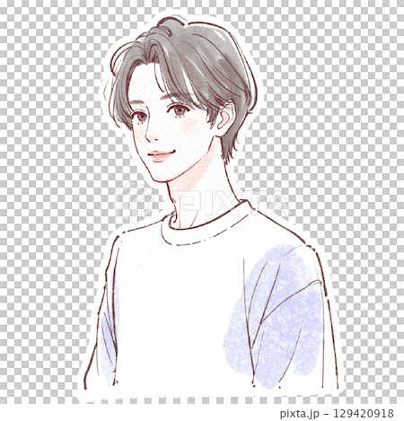 水彩男性肖像-手繪風格 水彩男性肖像-手繪風格 129420918