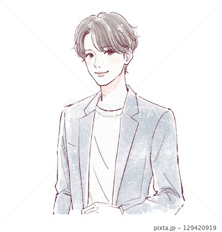 水彩画の男性ポートレート - 手描き風スタイル 水彩画の男性ポートレート - 手描き風スタイル 129420919