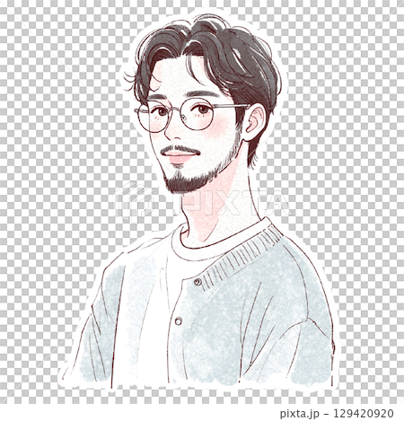 水彩男性肖像-手繪風格 水彩男性肖像-手繪風格 129420920