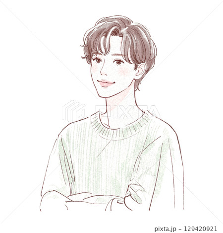 水彩画の男性ポートレート - 手描き風スタイル 水彩画の男性ポートレート - 手描き風スタイル 129420921
