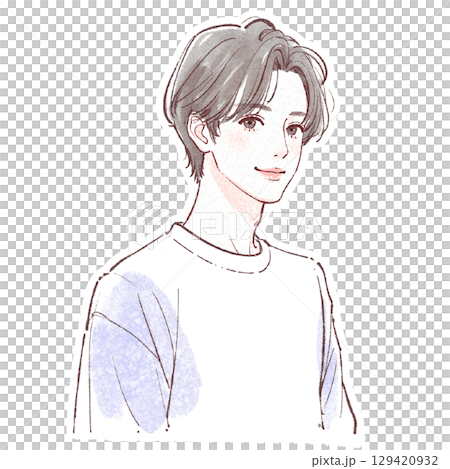 水彩男性肖像-手繪風格 水彩男性肖像-手繪風格 129420932