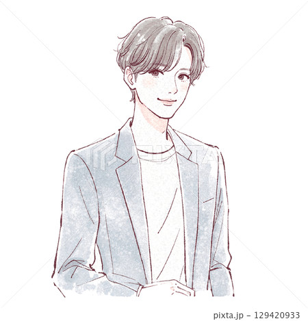 水彩画の男性ポートレート - 手描き風スタイル 水彩画の男性ポートレート - 手描き風スタイル 129420933
