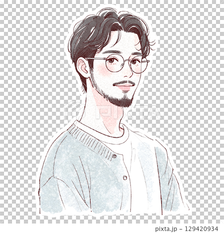 水彩男性肖像-手繪風格 水彩男性肖像-手繪風格 129420934