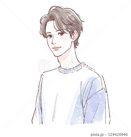 水彩画の男性ポートレート - 手描き風スタイル 水彩画の男性ポートレート - 手描き風スタイル 129420940