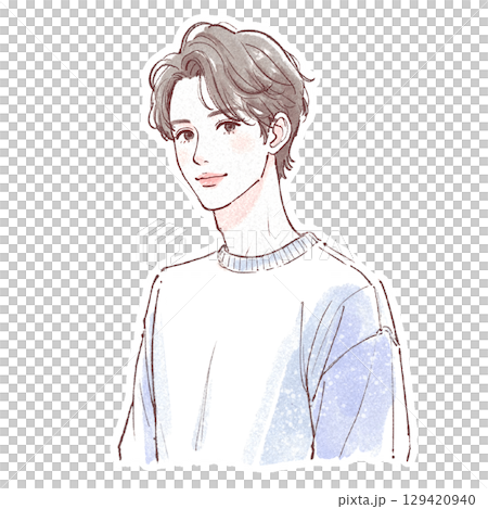 水彩画の男性ポートレート - 手描き風スタイル 水彩画の男性ポートレート - 手描き風スタイル 129420940