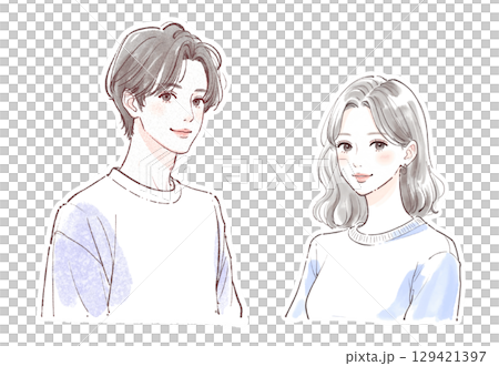 Couple/married couple/lovers/man and woman/illustration material 129421397