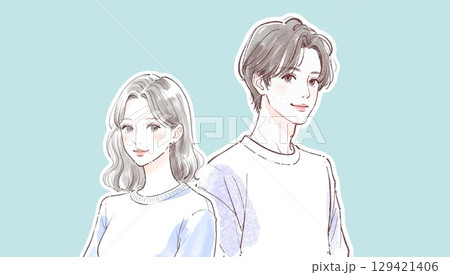 カップル/夫婦/恋人/男女/イラスト素材 カップル/夫婦/恋人/男女/イラスト素材 129421406