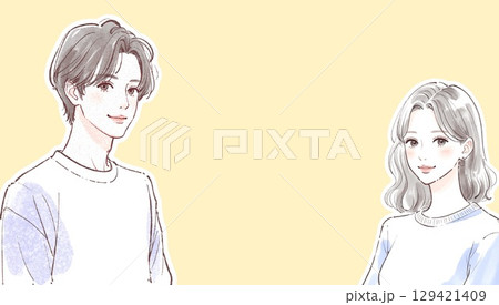 カップル/夫婦/恋人/男女/イラスト素材 129421409