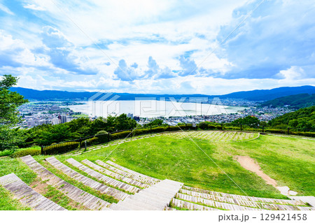 諏訪 の 市街 と 諏訪湖 の パノラマビュー 【 立石公園 からの 眺望 】 129421458