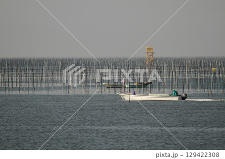 大牟田市　有明海　海苔畑、 129422308