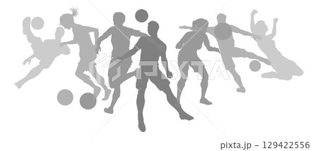 Soccer Football Players Male Female Silhouettes Soccer Football Players Male Female Silhouettes 129422556