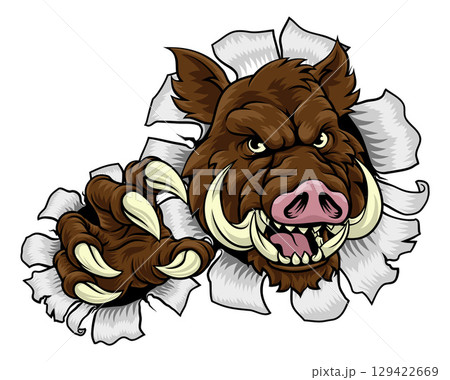 Boar Wild Hog Razorback Warthog Pig Sports Mascot Boar Wild Hog Razorback Warthog Pig Sports Mascot 129422669