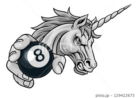 Unicorn Horse Pool Billiards Sports Team Mascot 129422673