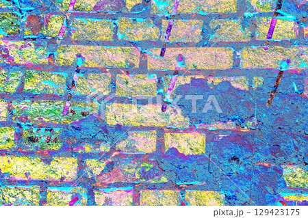 Peeling paint on a brick wall. Old brick wall with cracked peeling paint and metal pins Peeling paint on a brick wall. Old brick wall with cracked peeling paint and metal pins 129423175