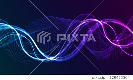 Modern data flow illustration, abstract light wave on a dark background. 129423564