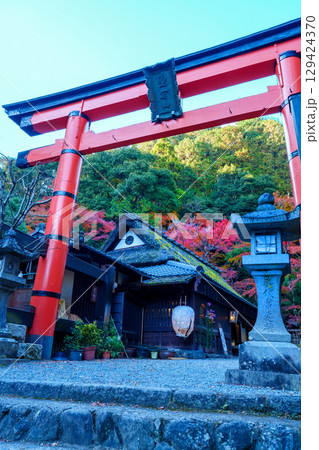 鮮やかな紅葉の奥嵯峨 鳥居本 鮮やかな紅葉の奥嵯峨 鳥居本 129424370