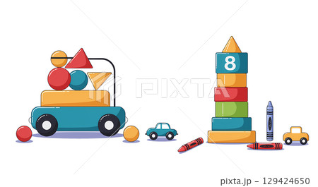 Colorful Kids Toys Playtime Fun 129424650