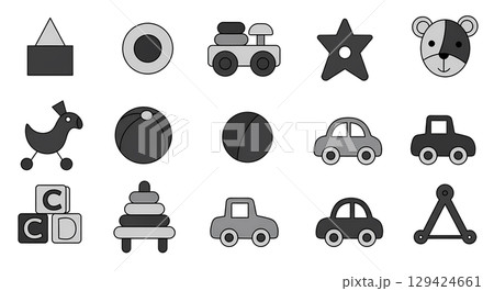 Baby Toys Icons Black White Set Baby Toys Icons Black White Set 129424661