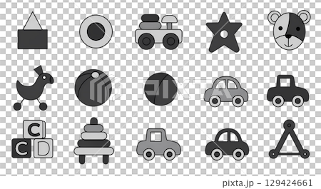 Baby Toys Icons Black White Set Baby Toys Icons Black White Set 129424661